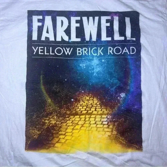 Elton John Farewell Yellow Brick Road Graphic T-Shirt in White Unisex Sz Medium - Picture 2 of 6